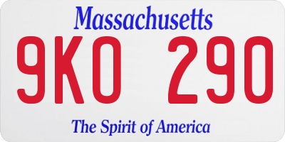MA license plate 9KO290