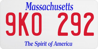 MA license plate 9KO292