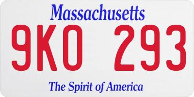 MA license plate 9KO293