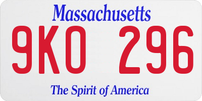 MA license plate 9KO296