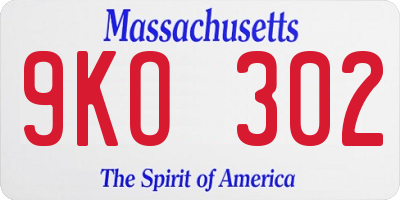 MA license plate 9KO302