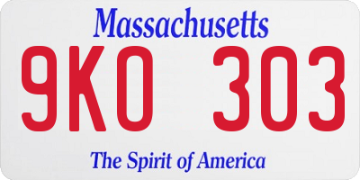 MA license plate 9KO303