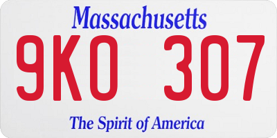 MA license plate 9KO307