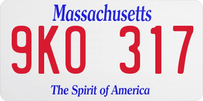 MA license plate 9KO317