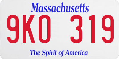 MA license plate 9KO319