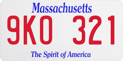 MA license plate 9KO321