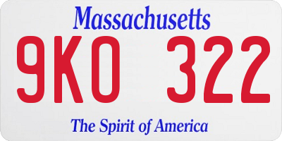 MA license plate 9KO322