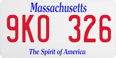 MA license plate 9KO326