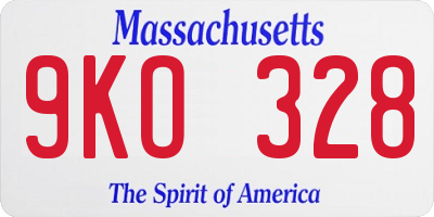 MA license plate 9KO328