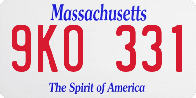 MA license plate 9KO331