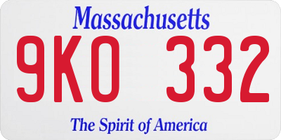 MA license plate 9KO332