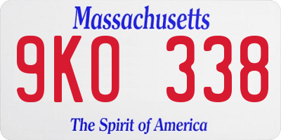 MA license plate 9KO338