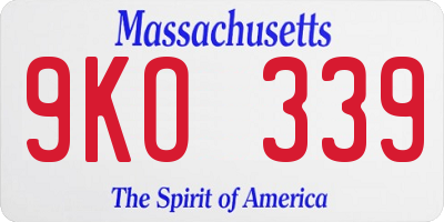 MA license plate 9KO339
