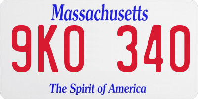 MA license plate 9KO340