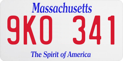 MA license plate 9KO341