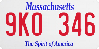 MA license plate 9KO346