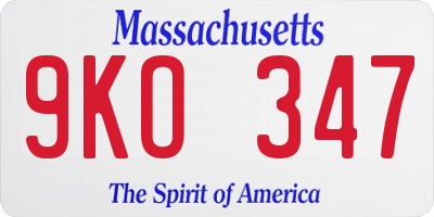 MA license plate 9KO347