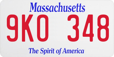 MA license plate 9KO348