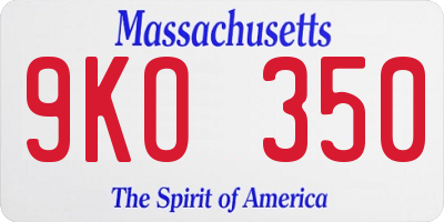 MA license plate 9KO350