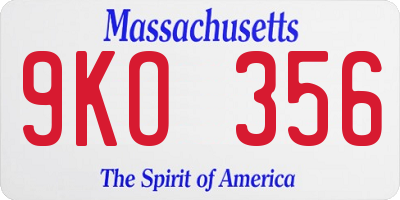 MA license plate 9KO356