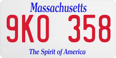 MA license plate 9KO358