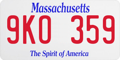 MA license plate 9KO359
