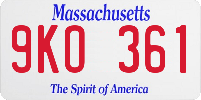 MA license plate 9KO361