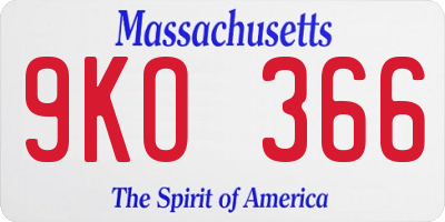 MA license plate 9KO366