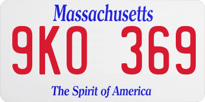 MA license plate 9KO369