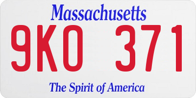 MA license plate 9KO371