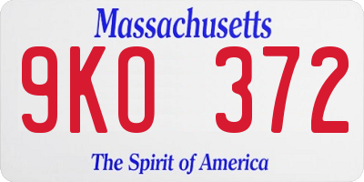 MA license plate 9KO372