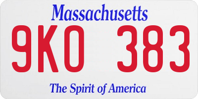 MA license plate 9KO383
