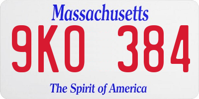 MA license plate 9KO384
