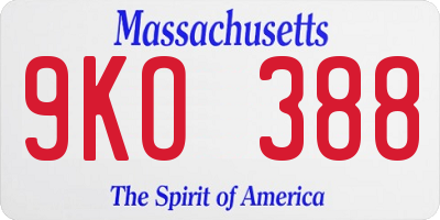 MA license plate 9KO388