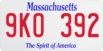 MA license plate 9KO392