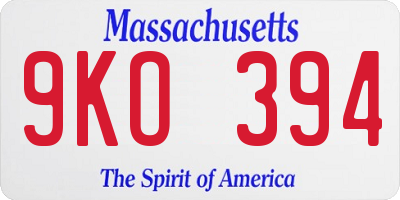MA license plate 9KO394