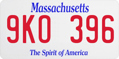 MA license plate 9KO396