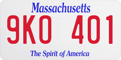 MA license plate 9KO401