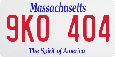 MA license plate 9KO404