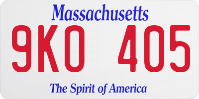 MA license plate 9KO405