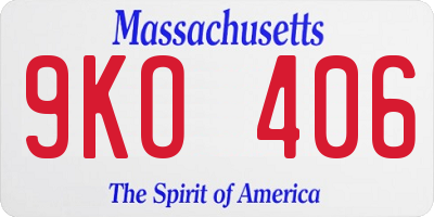 MA license plate 9KO406