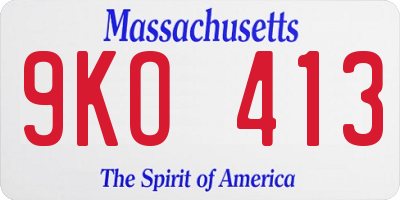 MA license plate 9KO413