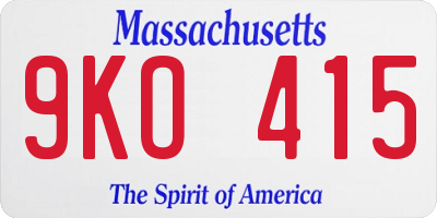 MA license plate 9KO415