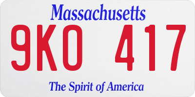 MA license plate 9KO417