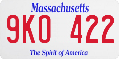 MA license plate 9KO422