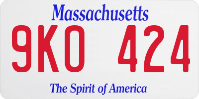 MA license plate 9KO424