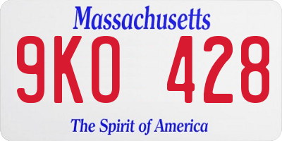 MA license plate 9KO428