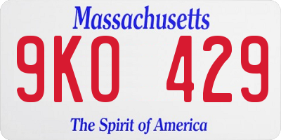 MA license plate 9KO429