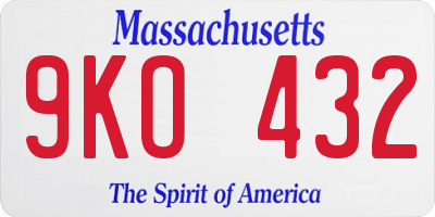 MA license plate 9KO432