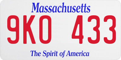 MA license plate 9KO433